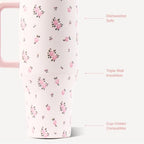 HydroJug Traveler 32oz, Insulated Tumbler with Handle & Straw, Wildrose - Image 3