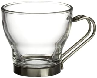Bormioli Rocco Oslo Espresso Glass Cups 4 Set 3.75 Oz | Tempered Glass, Ergonomic Stainless Steel Handles, Dishwasher Safe, For Espresso, Coffee, Tea - Image 2