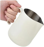 milk frothing pitcher 450ml Milk Frothing Pitcher Stainless Steel Thickened Frother Cup with Pointed Spout for Coffee Shop Home Kitchen for kitchen(WHITE) - Image 3