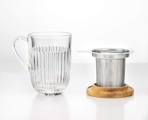 La Rochere Glass Tea Infuser Cup w/Filter - Tea Cup w/Infuser & Lid Set - Image 2