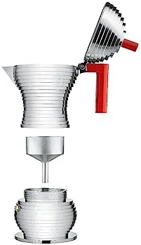 Alessi MDL02/3 R "Pulcina" Stove Top Espresso 3 Cup Coffee Maker in Aluminum Casting Handle And Knob in Pa, Red - Image 5