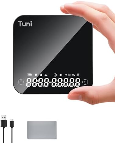 Tuni Rechargeable Mini Coffee Scale, Automatic Precise Timing Scale, Black by Tuni
