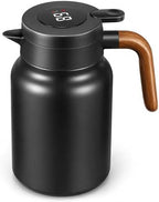 Insulated Coffee Carafe 1000ml, Thermal Coffee Carafe with Temperature Display and Tea Infuser, Carafe for Hot Water, Coffee, Milk, Juice, Office, Travel, Camping (Matte Black) by Unknown