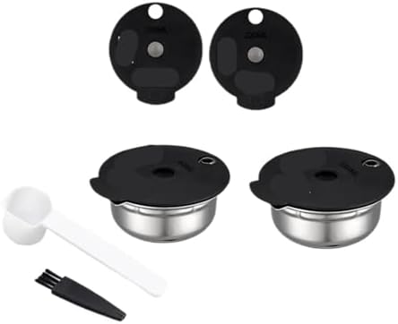 Reusable Pod,Silicone Cap Lid Stainless Steel Refill Coffee Capsule，Compatible With Bosch.,Compatible With Tassimo，with 60/180/ 200 /220ml(Steel 60 180 200 220,Without tamper) by Unknown