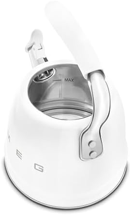 SMEG Stovetop Whistling Kettle – 50s Retro Style, 2.3 Liter (10 Cup / 2.4 Quart) Stainless Steel Tea Kettle with Iconic Design & Whistle – Premium Kitchen Statement Piece-White - Image 4