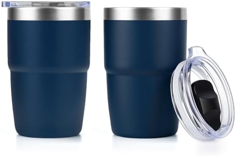 Zenbo 8 oz Stackable Espresso/Coffee Cups with Magnetic Lid, Ceramic-Lined by Zenbo
