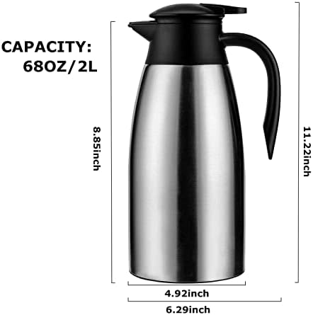 6 sets 70 oz Thermal Coffee Carafe for keeping hot, Carafe for hot liquid, Airpot Insulated Stainless Steel Vacuum Thermal Pot for Coffee, Hot Water,Keep Hot 12 Hours (4silver) - Image 5