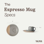 MORA Espresso Mug Set of 2 with Saucers, 4 oz Ceramic Cups for Espresso and Small Coffee Moments, Microwave and Dishwasher Safe - Peppercorn - Image 2
