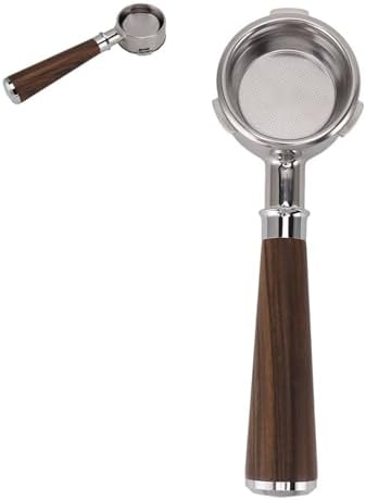 58mm Bottomless Portafilter,3 ears 58mm Portafilter Stainless Steel portafilters and Walnut wood Handle Espresso Machine Accessories (#2) by HERCHR