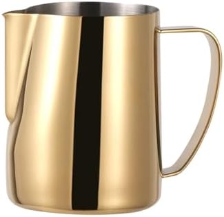 milk frothing pitcher Milk Jug 350/600ML Stainless Steel Frothing Pitcher Pull Flower Cup Coffee Frother Latte Art Foam Tool Coffeware for kitchen(600ml,Gold) by Unknown