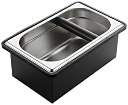 Coffee Knock Box, Stainless Steel Dump Bin Espresso Knock Box for Coffee Grounds with Removable Non-Slip Base Shock-Absorbent for Knocking Portafilter Filter Grinds (L) by Suwyaner