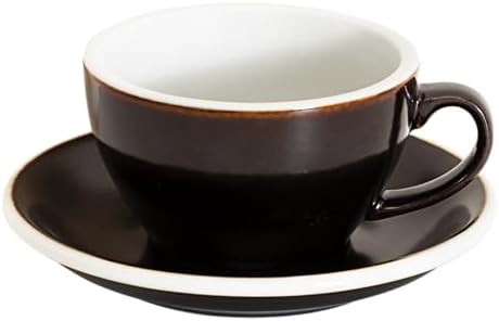 Loveramics Coffee Cup Ceramic, 8 oz Latte Art Cup with Saucer for Cappuccino, Tea, Espresso, Thick - walled stoneware Cappuccino mug Set for Cafe and Barista - Potters Colours (Gunpowder, 8OZ) by LoveramicsUSA
