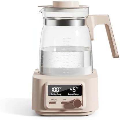 Babysmooth Smart Kettle Pro Glass Electric Kettle, 1.3L Digital LED Kettle with 40-100°C Temperature Control, 72H Auto Keep Warm, Silent Operation, BPA-Free for Baby Formula, Tea & Coffee Brewing by Unknown