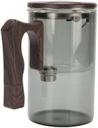 WALFRONT Glass Teapot with Strainer Heatproof Glass Tea Maker with Stainless Steel Infuser Removable Inner Liner Wood Handle Fine Filtration for Loose Leaf Tea Home Office (Grey 750ml) - Image 7
