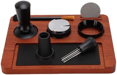 Asixxsix Coffee Tamper Set, 7PCS Espresso Accessories Kit with Wood Espresso Tamping Station, Distributor, Dosing Funnel, PuckScreen, Brush, 51mm Tamper Tools by Asixxsix