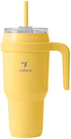 REDUCE 40 oz Stainless Steel Tumbler with Handle - Dual-Wall Vacuum Insulated Travel Mug, Sweat-Proof Lid & Reusable Straw - Keeps Drinks Cold for 24 Hrs, Fits Cupholders, Dishwasher Safe - Pineapple by Reduce