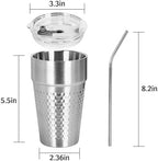 15oz Stainless Steel Tumbler with Lid and Straw for Wine, Coffee, Water - Image 2