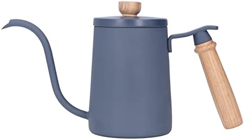 Coffee Kettle Coffee Pour Over Kettle 600ml Gooseneck Vent Hole Wooden Handle Food Grade Stainless Steel Ergonomic Gooseneck Kettle (Blue) - Image 5