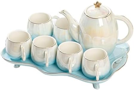 Water Pitcher Teapot Teacup Set Home Living Room Ceramic Hospitality Kettle Cup Tea Set Teacup Set Water Jug by Unknown