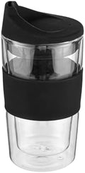 Restaurantware - Forma Professional 11.8 Ounce Insulated Travel Mugs, 10 Double Wall Coffee Mugs - Includes Lids And Sleeves, Reusable, Clear Borosilicate Glass Tumblers, Dishwashable, Microwavable by Restaurantware