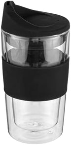 Restaurantware - Forma Professional 11.8 Ounce Insulated Travel Mugs, 10 Double Wall Coffee Mugs - Includes Lids And Sleeves, Reusable, Clear Borosilicate Glass Tumblers, Dishwashable, Microwavable by Restaurantware