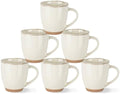 AmorArc 12oz Ceramic Coffee Mugs set of 6, Stylish Coffee Mugs with Rustic Terracotta Underside for Latte/Cappuccino/Milk/Cocoa, Dishwasher&Microwave Safe, Light Beige by AmorArc