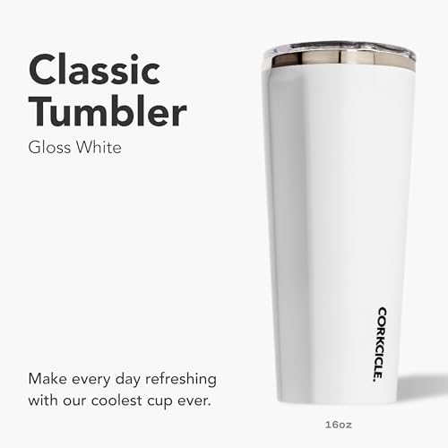Corkcicle Insulated Tumbler with Sliding Lid, 16 oz, Gloss White - Image 2