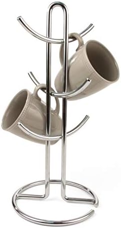 Spectrum Diversified Euro 6 Holder, Alloy Steel, Countertop Mug Tree, Mugs & Tea Cup Storage Rack, Coffee Counter Bar Accessory & Kitchen Organizer, 1 Count (Pack of 1), Chrome - Image 4