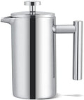 Double Walled Stainless Steel French Press Coffee Maker 12 oz, Tea and Espresso Press with Reusable Filter, Silver by Yosoo