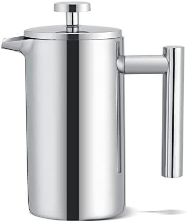 Semme French Press French Press Coffee Makers 350ML Double Wall Stainless Steel Coffee Maker with Insulated Safe Pouring Elegant Mirror Finish for Kitchen Countertop by Semme