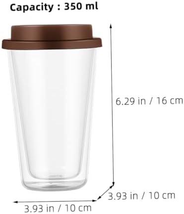 350ml Double Wall Glass Mug with Silicone Lid Coffee Cup - Image 2