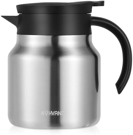 Small Insulated Coffee Carafe, 27 oz, Keeps Hot for 12H, Silver by WYHVAND