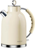 ASCOT Electric Kettle, 1.5L Stainless Steel Interior Water Boiler, Cream by ASCOT