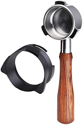 Coffee Portafilter 54mm Portafilter Cup Powder Funnel with Wood Handle Solid Grip Stainless Steel Aluminum Alloy Suitable for Home, Silver Dosing Rings - Image 4