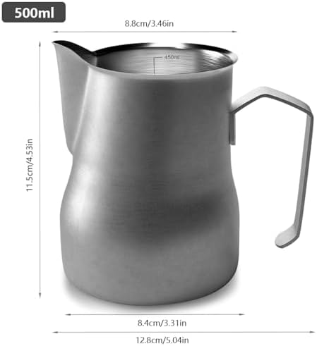 350/500ml Stainless Steel Milk Frothing Pitcher Coffee Barista Frother Pitcher Espresso Steaming Frother Latte Cup Milk Jug(grey 500ml) - Image 2