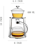Lazy Kungfu Glass Tea Set Semi Automatic Drip Rotating with Infuser Glass Magnetic Teapot Set (Clear) - Image 4