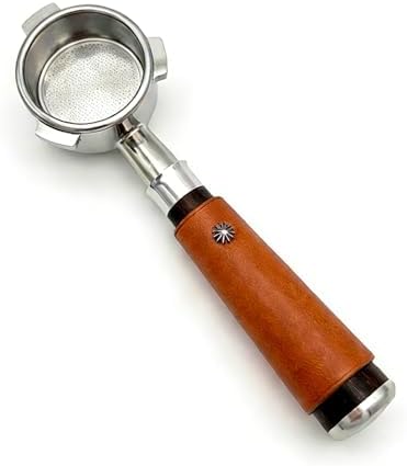 54mm Bottomless Portafilter with Handmade Genuine Leather Sleeve, Compatible with Breville 870/875/878/880 Espresso Machines, Stainless Steel Naked Portafilter Replacement by Unknown