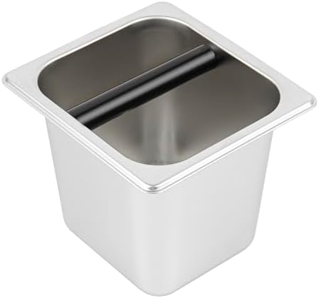 Restaurantware Espresso Knock Box - 1 Case - 6" Inch Deep Stainless Steel Basin Coffee Ground Bin - Removable Knock Bar With Non-Slip Base, Silver Coffee Puck Container For Home Barista Use by Restaurantware