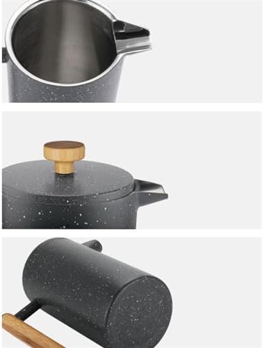 HASMI Coffee Kettle French Double Stainless Steel French Press Pot Filter Insulation Home Hand Brew Coffee Pot Milk Frother Coffee Maker (Color : Gris, Size : 350ml) - Image 3