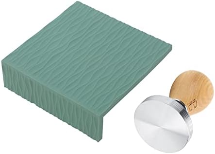 Coffee Tamper Set with Beech Handle and Embossed Tamping Mat for Home Cafe Use, 58mm Size, Silicone and Stainless Steel, Includes 1 Tamping Mat and 1 Tamper (Green) by Shipenophy