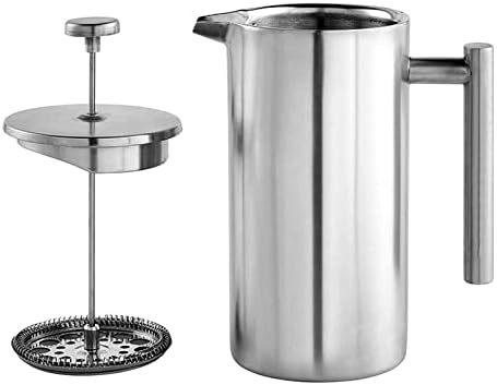 Stainless Steel French Press Coffee Maker with Double Insulated Walls - Hot Coffee for Longer - 1L Capacity - Great for Home or Camping - 1000ml - Image 2