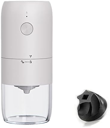 HUAHAT Electric Coffee Grinder Wireless, Grinding Coffee Beans, Ceramic Conical Burr, Cordless, Coarseness Adjustable, Portable, One Touch, 25g Capacity, Noiseless, Long Stand-by (KMDJ-2A, White) by HUAHAT+HuaHat