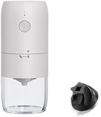 HUAHAT Electric Coffee Grinder Wireless, Grinding Coffee Beans, Ceramic Conical Burr, Cordless, Coarseness Adjustable, Portable, One Touch, 25g Capacity, Noiseless, Long Stand-by (KMDJ-2A, White) by HUAHAT+HuaHat