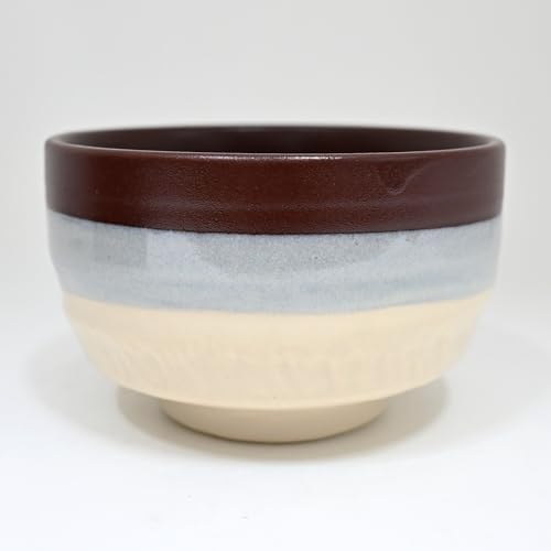 Urban Tokyo Authentic Minoware Porcelain Matcha Bowl Chawan 4.75" Diameter Handmade in Japan, Traditional Mino-Yaki Ceramic Tea Ceremony Bowl, Reactive Glaze Designs (Top Wine) - Image 3