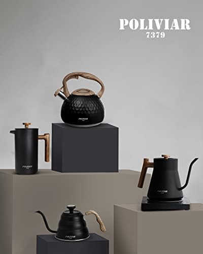 POLIVIAR Tea Kettle, Black Ti Stovetop Tea Kettle 2.7 Quart, Audible Whistling Teapot, Food Grade Stainless Steel for Anti-Rust, Anti Hot Handle, Suitable for All Heat Sources (JX2020-RA30) - Image 2