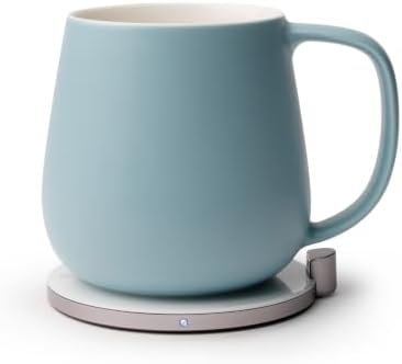 Ui+ Self-Heating Mug Set - Moonmist Blue | 18 fl oz / 532 mL Ceramic Coffee Mug Warmer, Infrared Temperature Control Heating Mug with OHOM Pad Max for Coffee & Tea by OHOM