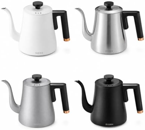 Heat Resistant Pour over Kettle Induction cooktop Compatible Design, Gooseneck Kettle, Long Curved Spout, Cookware, for Kitchen, White - Image 4