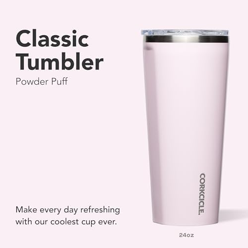 Corkcicle Insulated Tumbler with Sliding Lid, 24 oz, Powder Puff - Image 2
