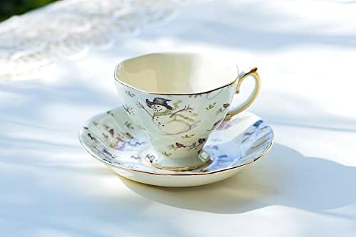 Holiday Snowman Fine Porcelain Tea Cup and Saucer - Image 3