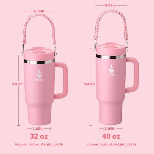 Farsea 40oz Insulated Stainless Steel Travel Tumbler with Handle & Straw - Image 7